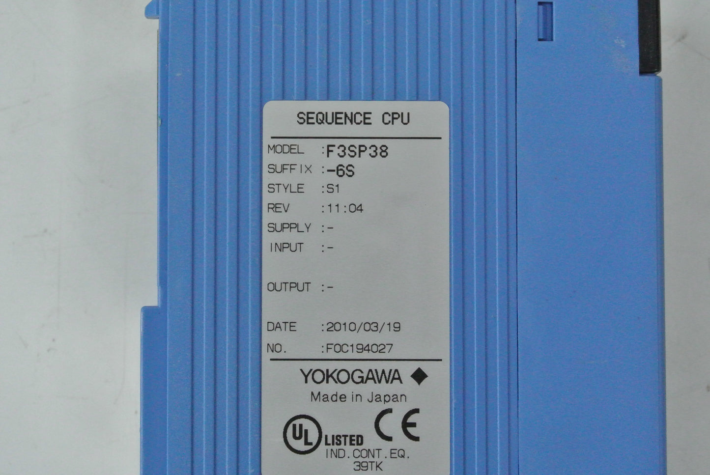 Yokogawa F3SP38-6S CPU Module