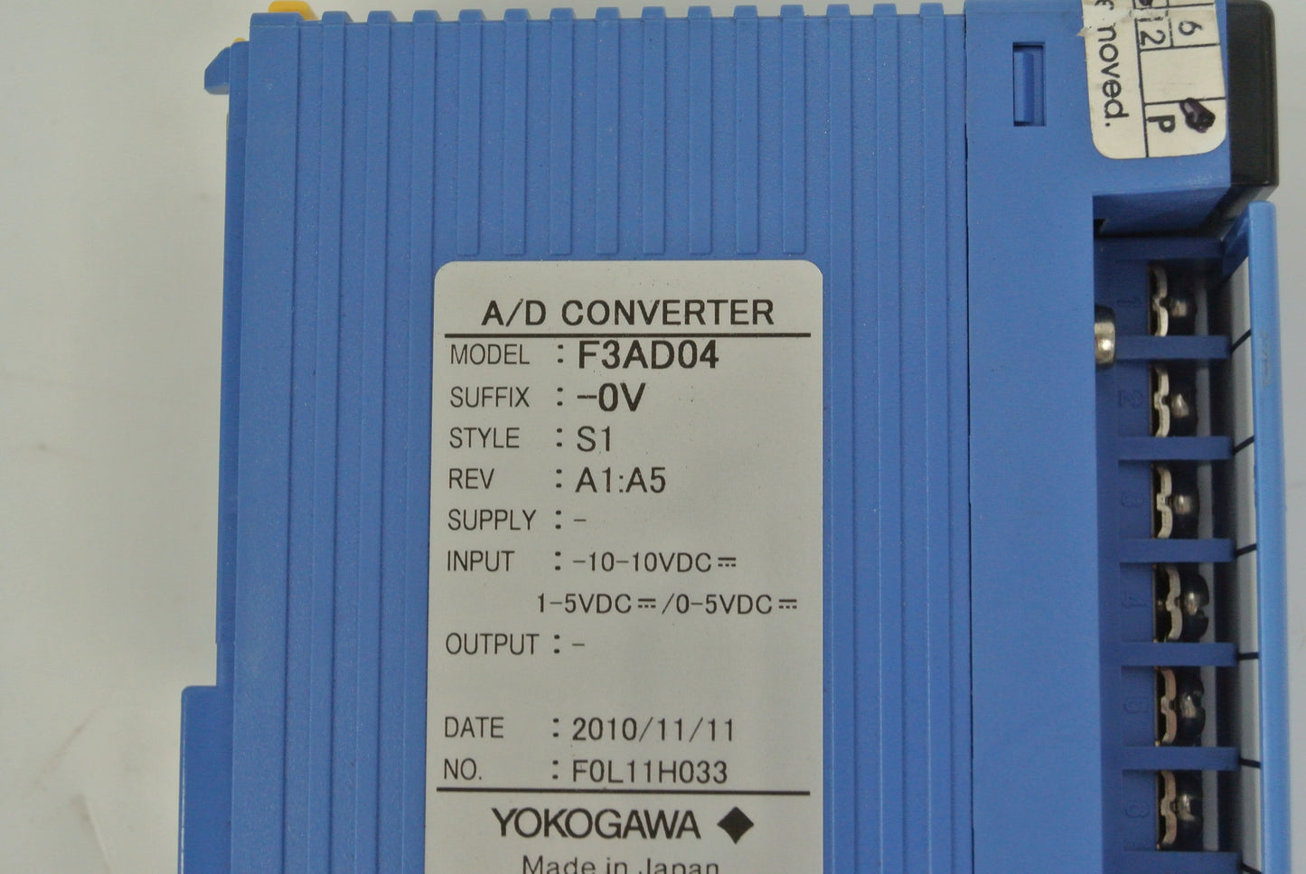 Yokogawa F3AD04-0V PLC Module