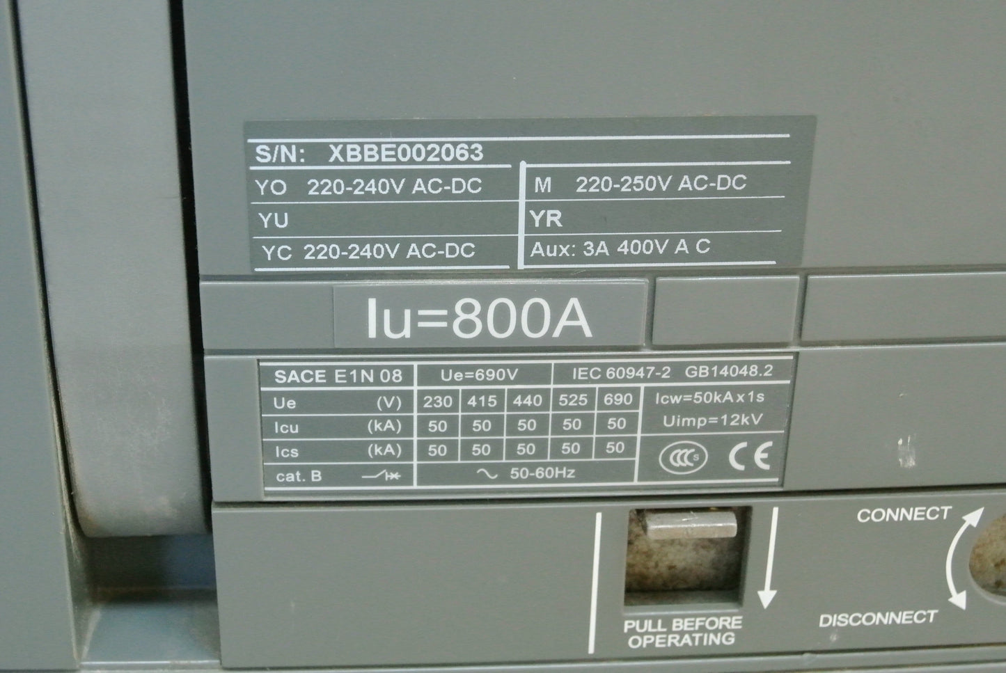 ABB SACE EMAX E1 SACE PR121/P IN=800A