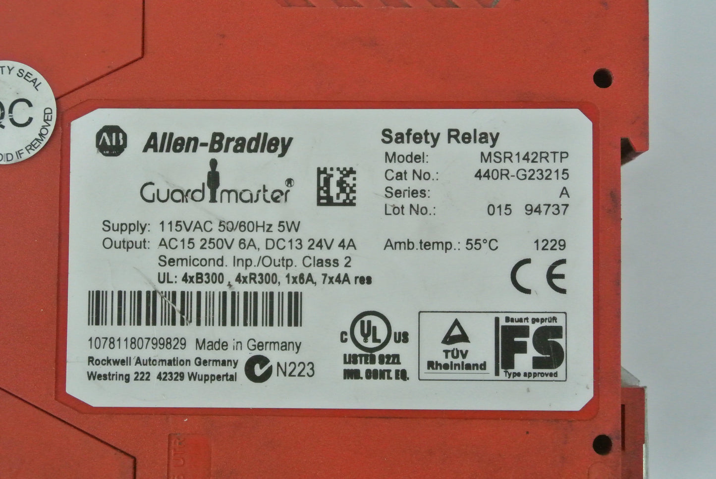 Allen Bradley MSR142RTP 440R-G23215 Guard Master