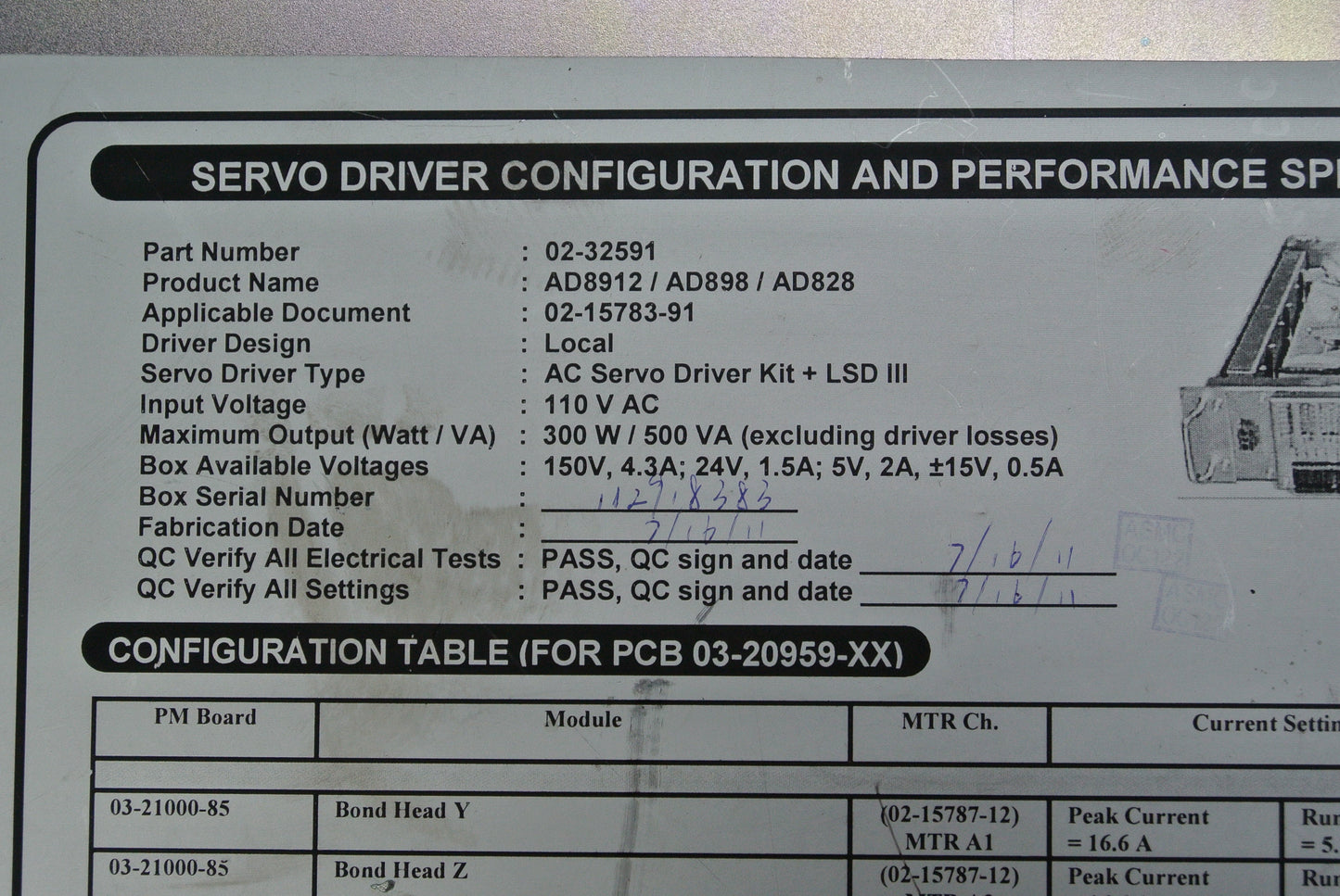 ASM 03-20916/F SERVO DRIVER