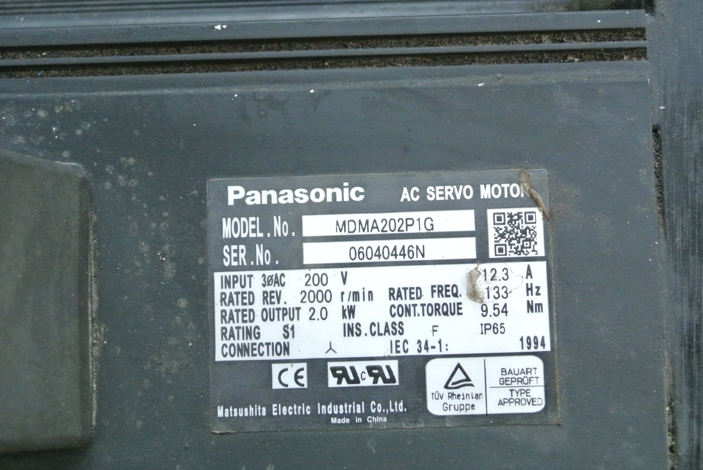 MDMA202P1G Panasonic Servo Motor with MF120SL2-20-22-110-S