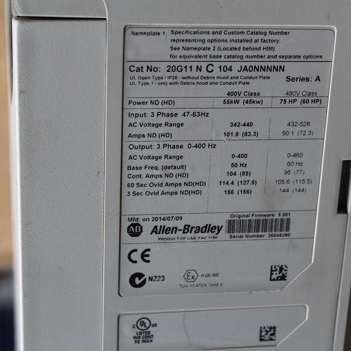 Allen Bradley 20G11NC104JA0NNNNN Inverter 55kW - Pulingma Automation