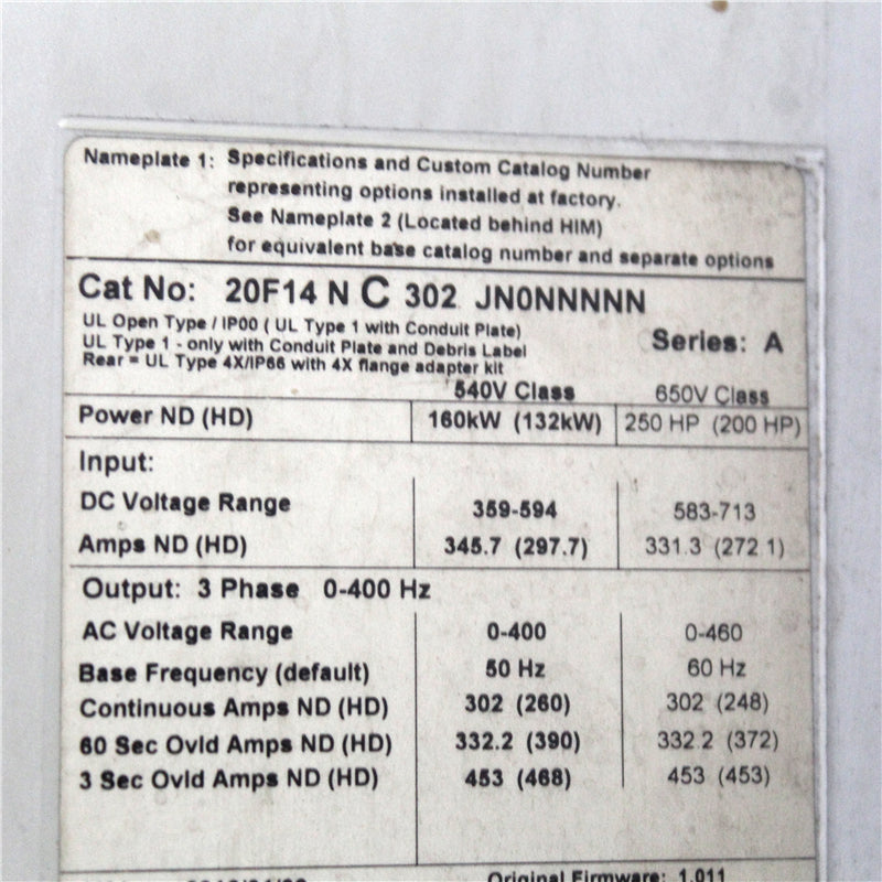 Allen-Bradley 20F14NC302JN0NNNNN PowerFlex753 AC drive