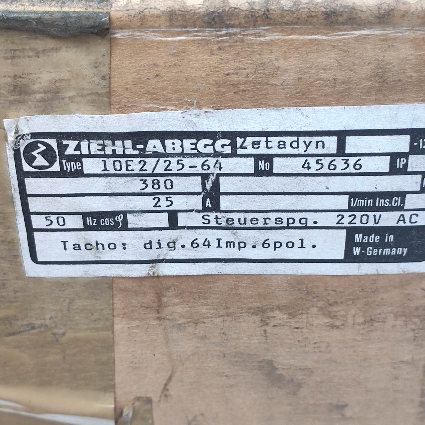 ZIEHL-ABEGG 10E2/25-64 Speed Regulator