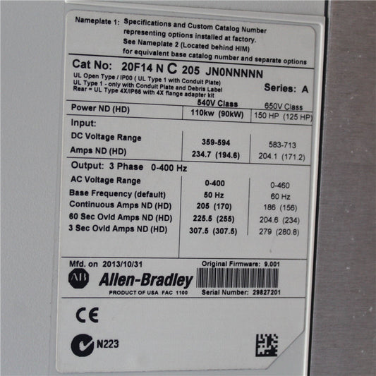 Allen-Bradley 20F14NC205JN0NNNNN PowerFlex753 AC drive