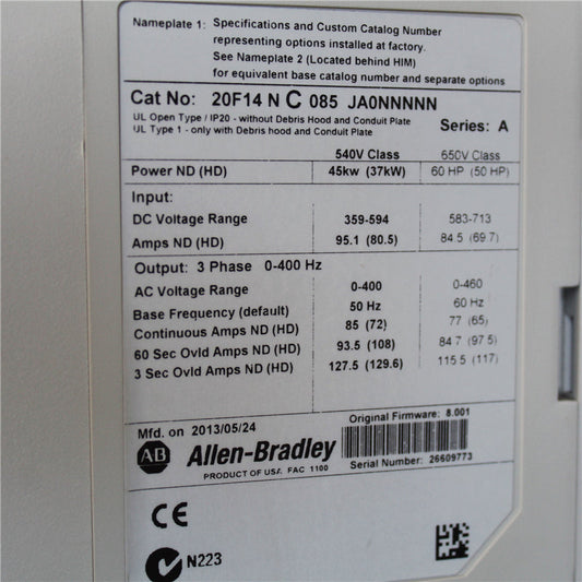 Allen-Bradley 20F14NC085JA0NNNNN PowerFlex753 AC drive