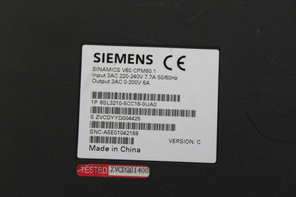 Siemens 6SL3210-5CC16-0UA0 Sinamics V60.1 Servo Drive - Pulingma Automation