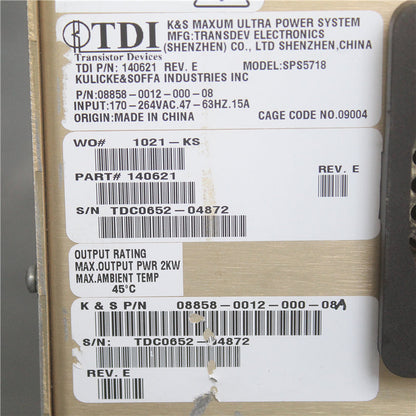 TDI 140621 SPS5718 08858-0012-000-08 Power Supply