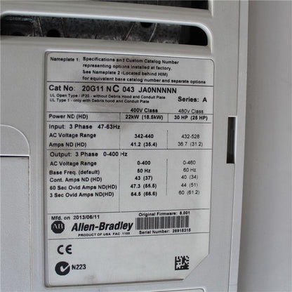 Allen Bradley 20G11NC043JA0NNNNN Inverter 22kW - Pulingma Automation