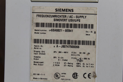 Siemens 6SA8821-8EB41 AC-Supply Simovert USV/UPS - Pulingma Automation