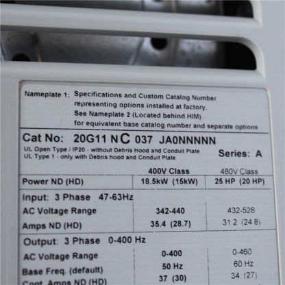 Allen Bradley 20G11NC037JA0NNNNN Inverter 18.5kW Series A - Pulingma Automation