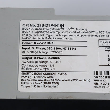 Allen Bradley 25B-D1P4N104 AC Drive