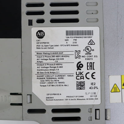 Allen Bradley 22F-D1P5N113 AC Drive