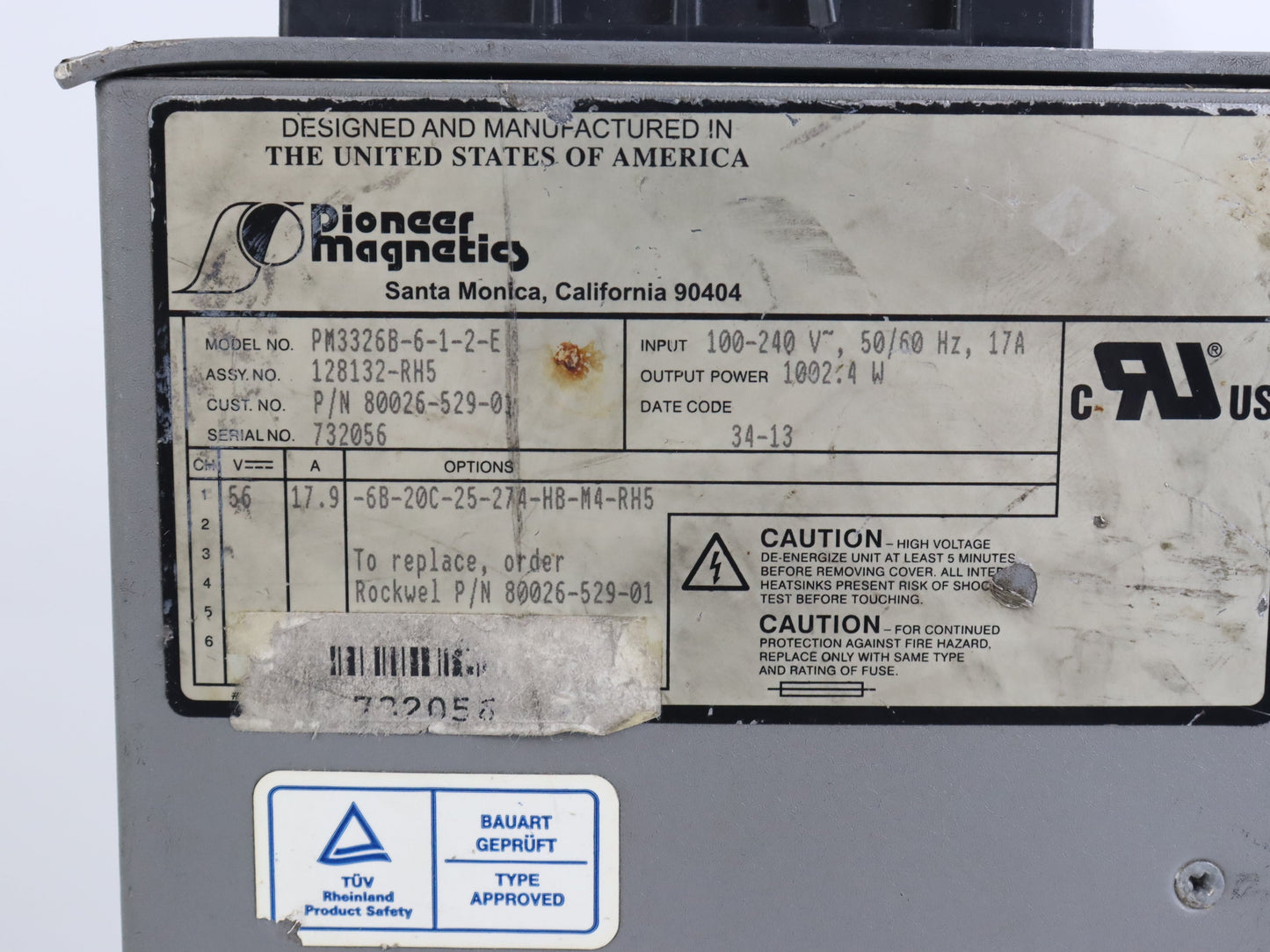 Pioneer Magnetics PM3326B-6-1-2-E Power Supply