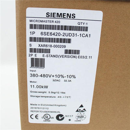 New Original Siemens MICRO MASTER 420 Inverter 6SE6420-2UD31-1CA1 - Pulingma Automation