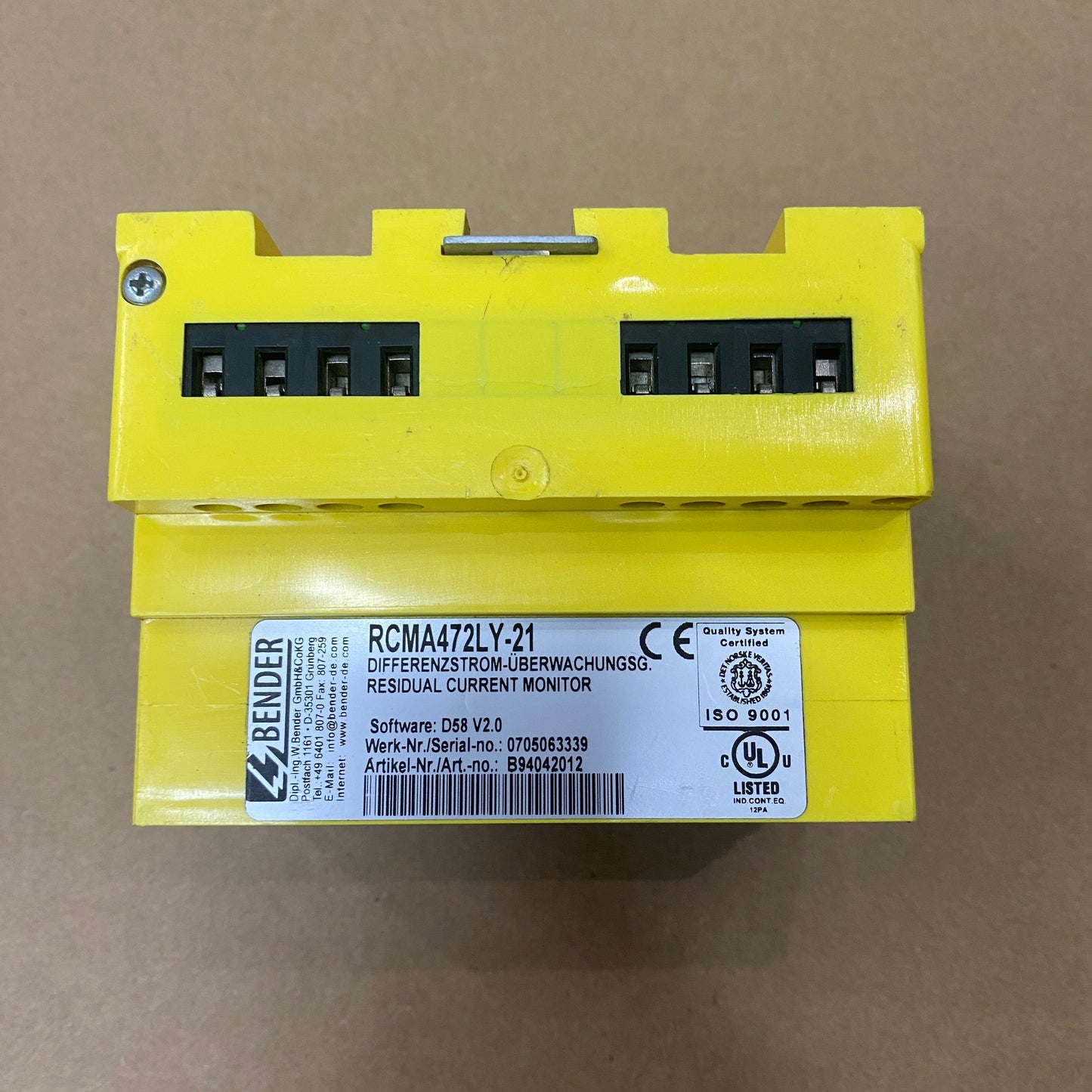 BENDER RCMA472LY-21 CURRENT MONITOR