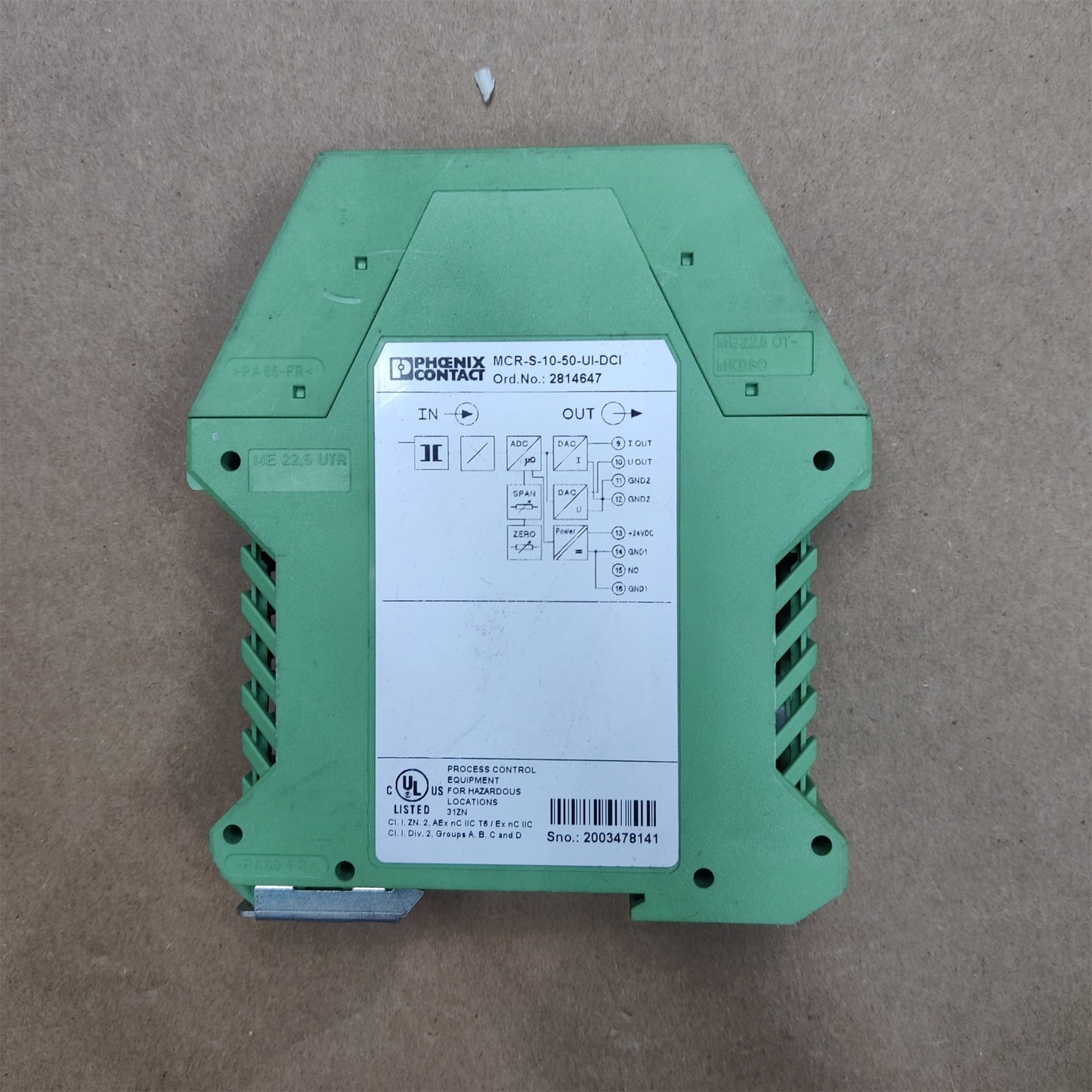 PHOENIX CONTACT MCR-S-10-50-UI-DCI Current Transmitter