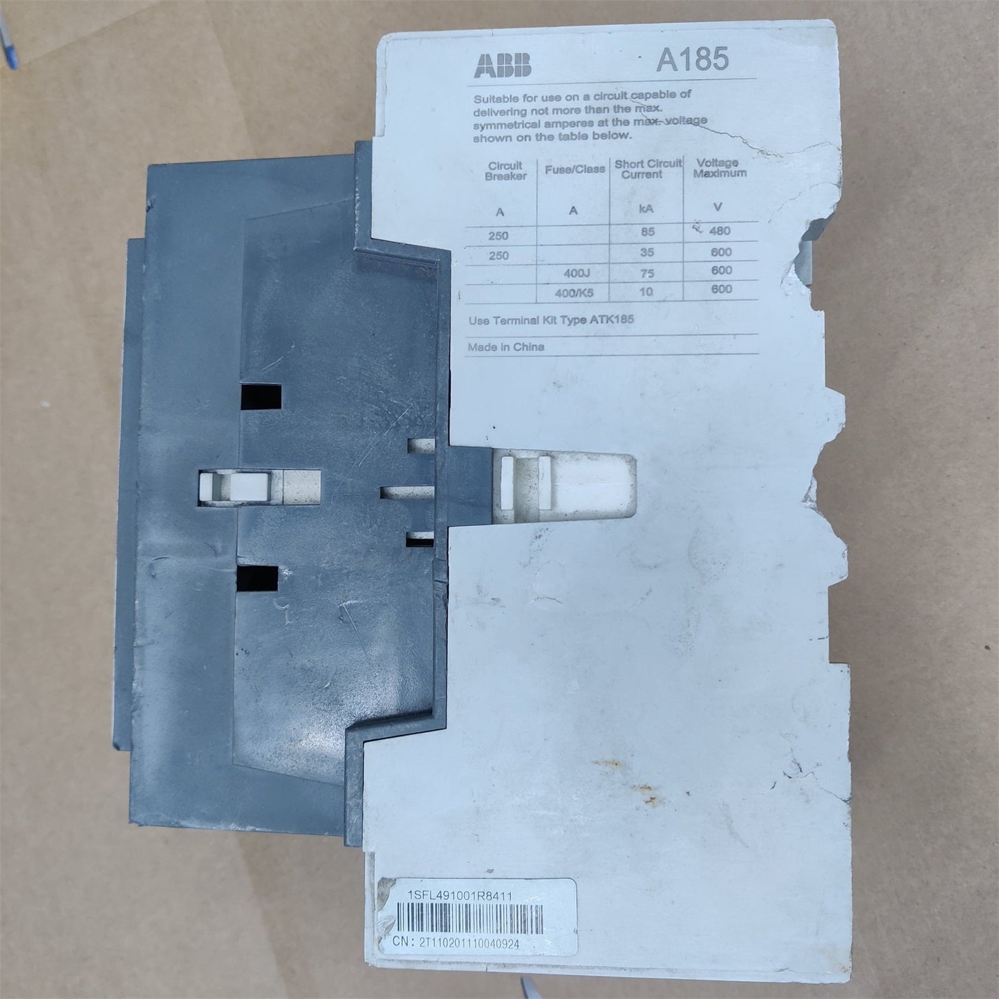 ABB A185-30 A185 Power Protector ATK185 275A 400V 90Kw + CAL18-11 TESTED