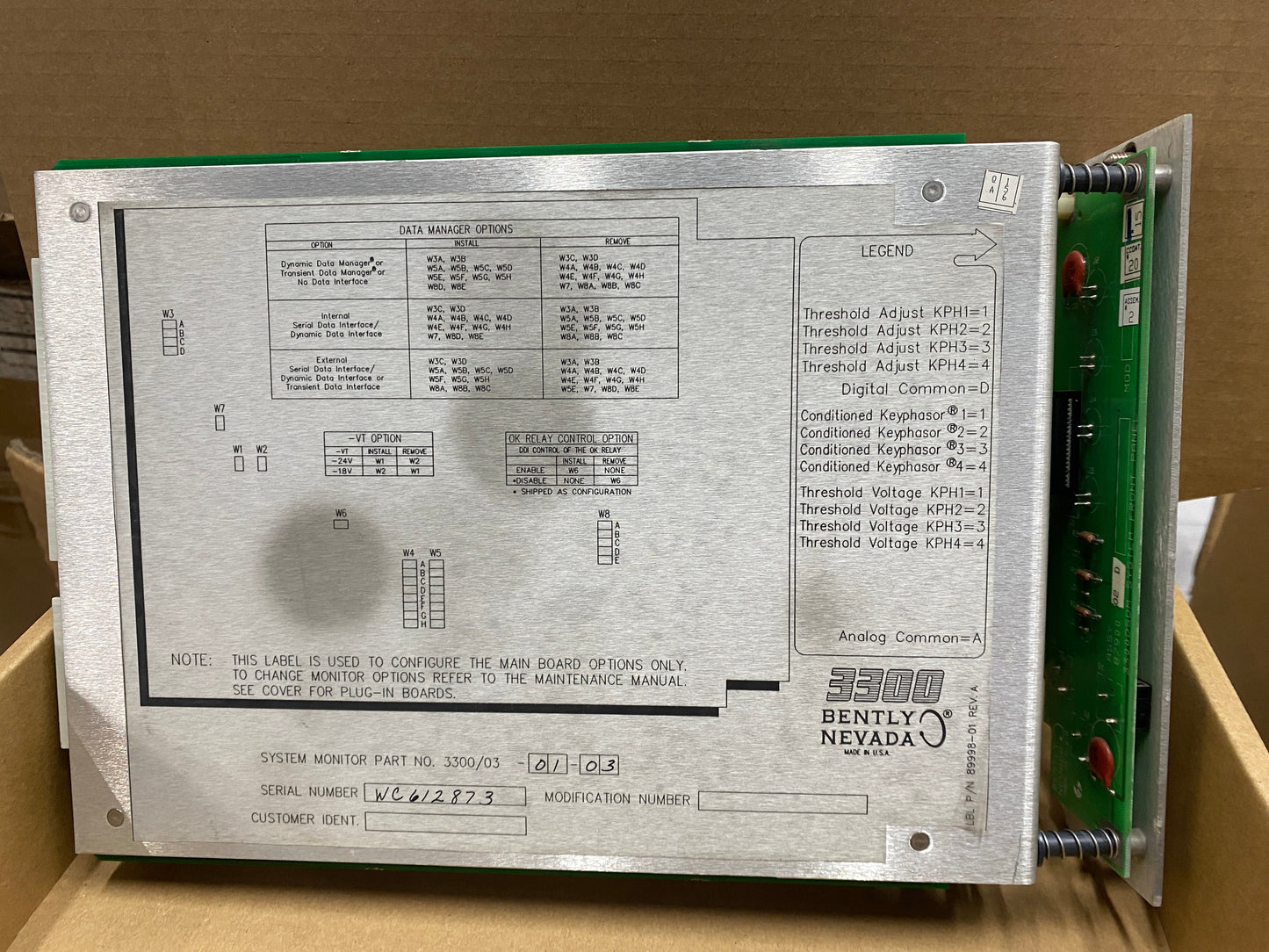 Bently Nevada 3300103-01-03 Card