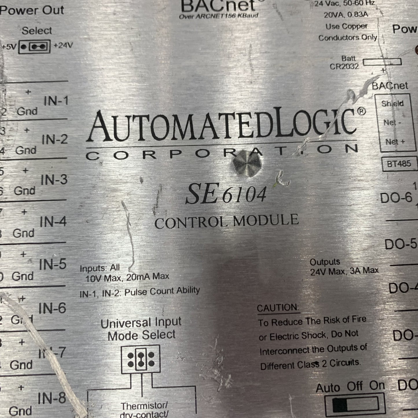 AUTOMATEDLOGIC SE6104 BACnet Control Module
