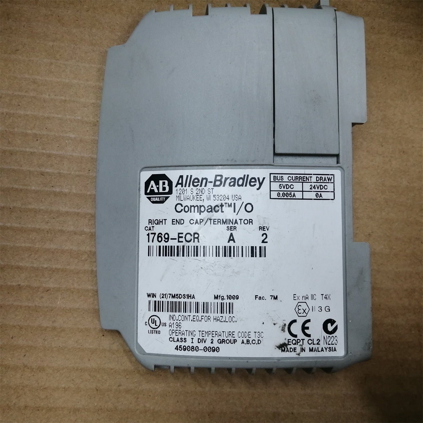 AB 1769-ECR SER A Allen Bradley Compact I/O Right End Cap / TERMINATOR