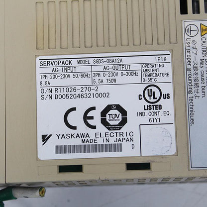 Yaskawa SGDS-08A12A 200-230V 750W 5.5A Servo Driver - Pulingma Automation