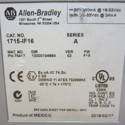 Allen Bradley 1715IF16 INPUT MODULE