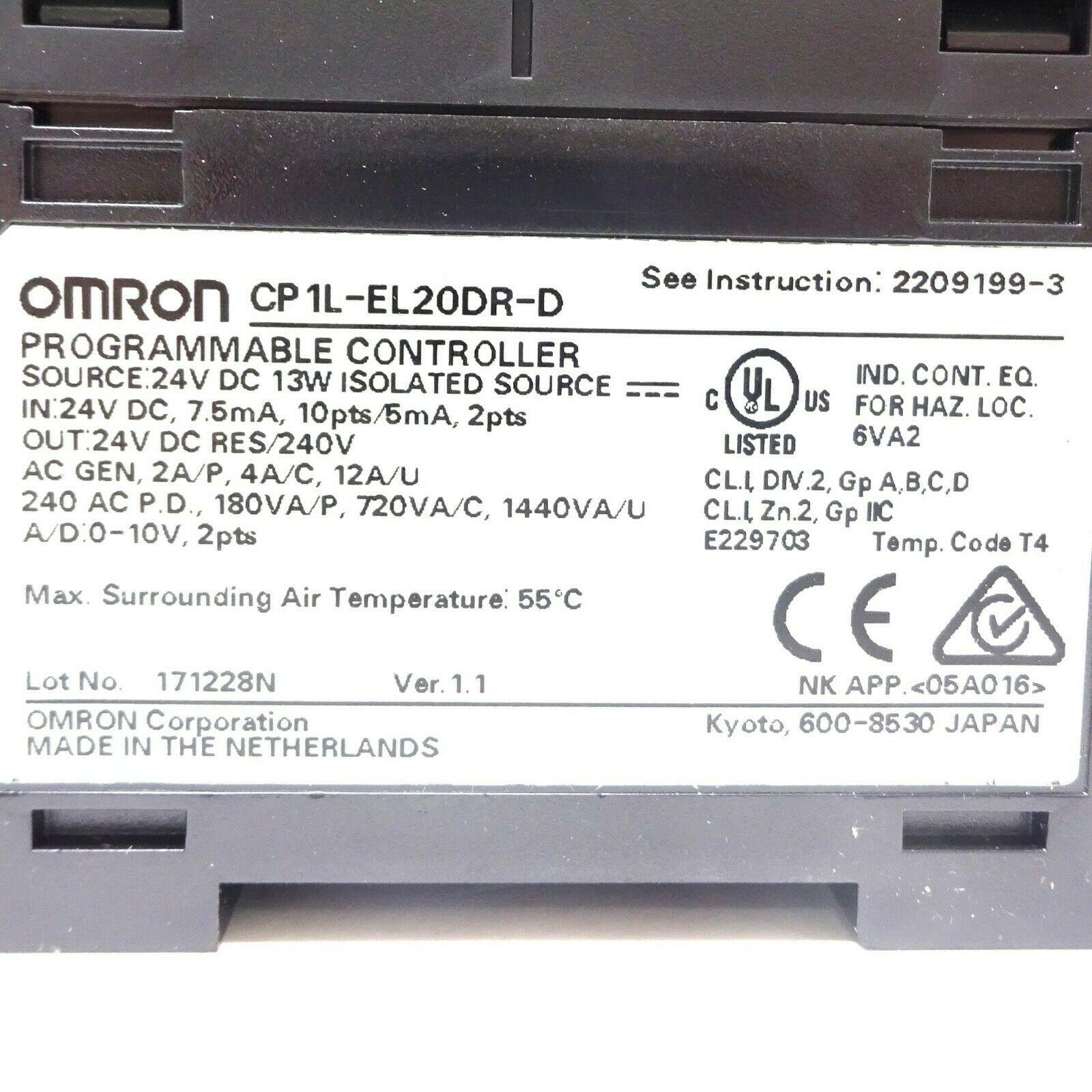 New Original Omron CP1L-EL20DR-D 20 Points Memory Capacity CPU PLC Module Controller - Pulingma Automation