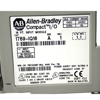 Allen Bradley 1769-IQ16  Input Module