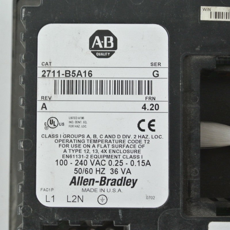 Allen Bradley 2711-B5A16 PanelView 550 Monochrome Terminal SER G