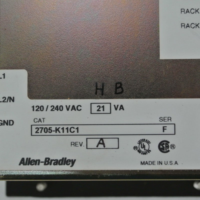 Allen Bradley 2705-K11C1 RediPanel SER F 120/240VAC