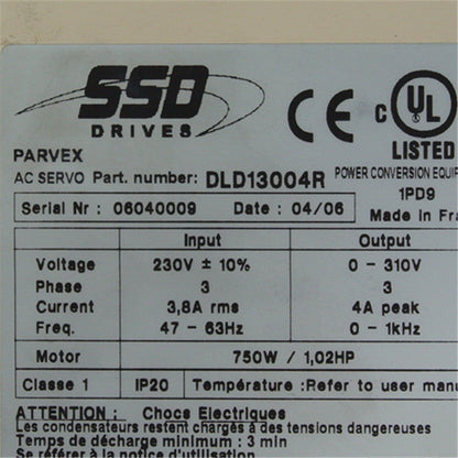 Parker DLD13004R Servo Drive Input 230V