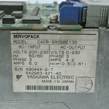 YASKAWA CACR-SR05BE13S Servo Controller Input 200-230V