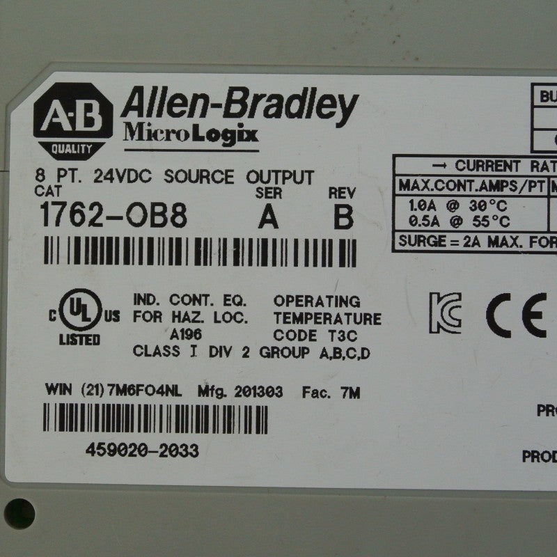 Allen Bradley 1762-OB8 Output Module SER. A REV. B