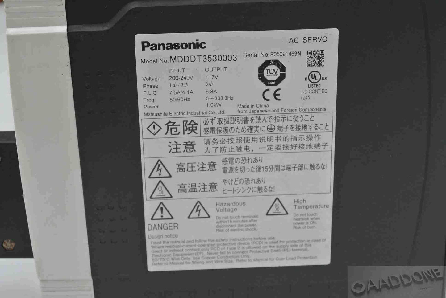 Panasonic MDDDT3530003 Servo Drive Input 200-240V - Pulingma Automation