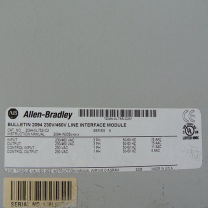 Allen Bradley 2094-XL75S-C2 Kinetix 6000 Line Interface Module