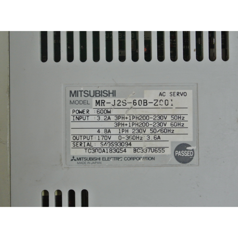 Mitsubishi MR-J2S-60B-Z001 AC Servo Drive 600w Input 200-230V