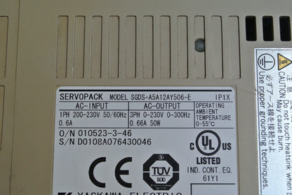 YASKAWA SGDS-A5A12AY506-E AC Servo Drive Input AC200-230V - Pulingma Automation