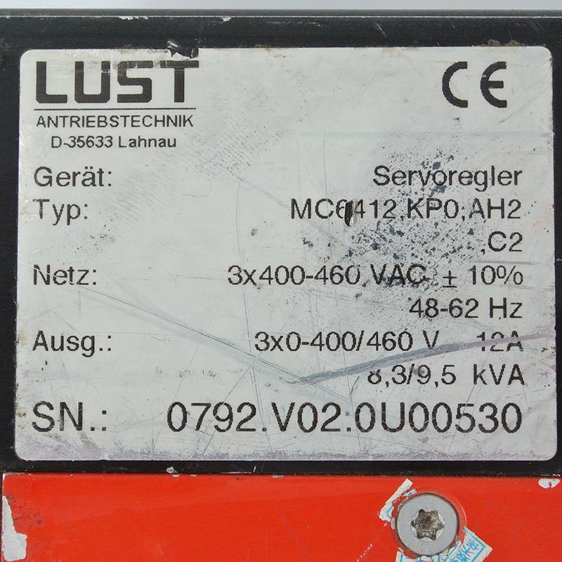 Lust MC6412.KP0.AH2 Servo Drive Input 3x400-460VAC - Pulingma Automation