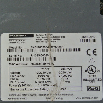 Kollmorgen AKD-P00306-NBEC-0000 Servo Drive