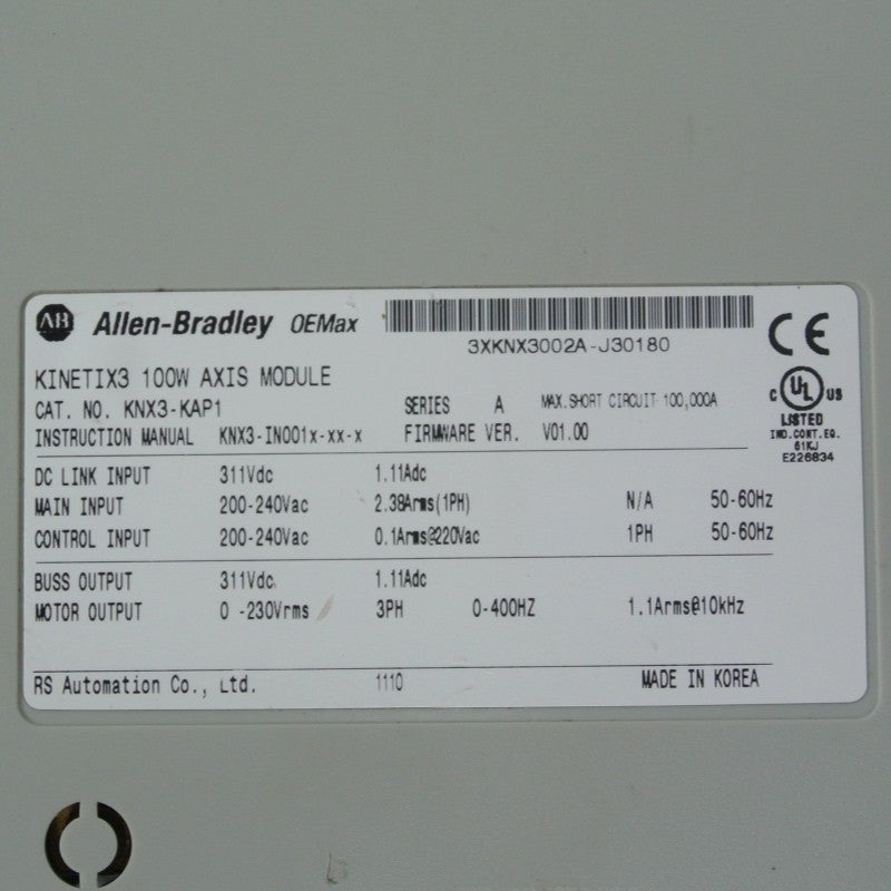 Allen Bradley KNX3-KAP1 Kinetix3 100W Axis Module