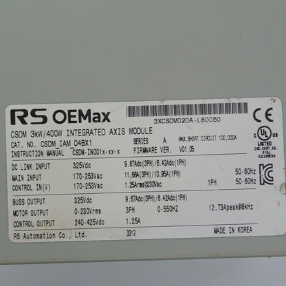 Allen Bradley CSDM-IAM-04BX1 CSDM 3kW/400W Integrated Axis Module