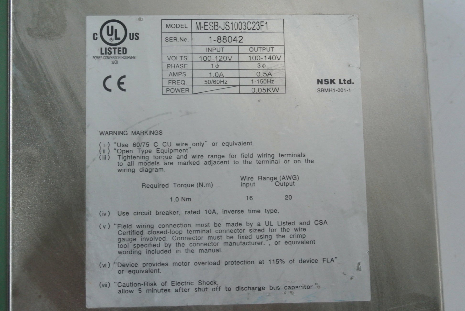 NSK ESB-JS1003C23F1-03 Servo Drive Series 1-88042 - Pulingma Automation