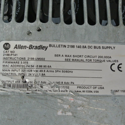 Allen Bradley 2198-P141 PN-219219 DC Bus Supply