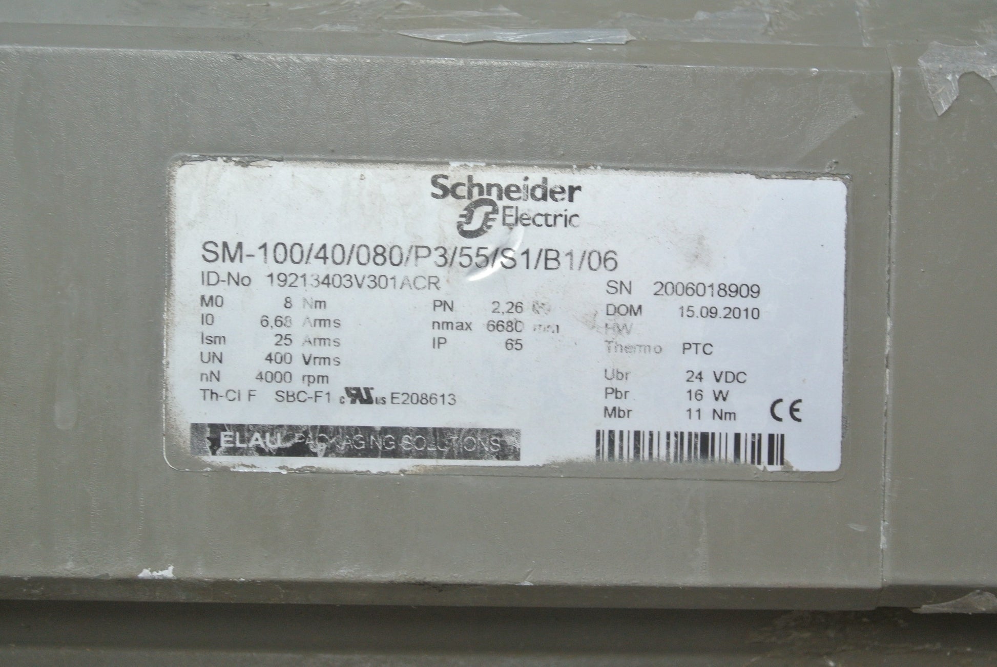 Schneider SM-100/40/080/P3/55/S1/B1/06 Servo Motor - Pulingma Automation