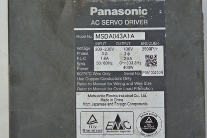 Panasonic MSDA043A1A AC Servo Drive Input 200-230V - Pulingma Automation