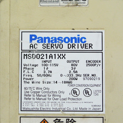 Panasonic MSD021A1XX34 Servo Drive