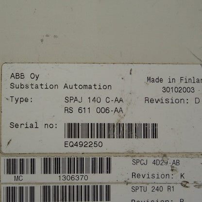 ABB  SPAJ140C-AA Over Current and Earth-Fault Relay