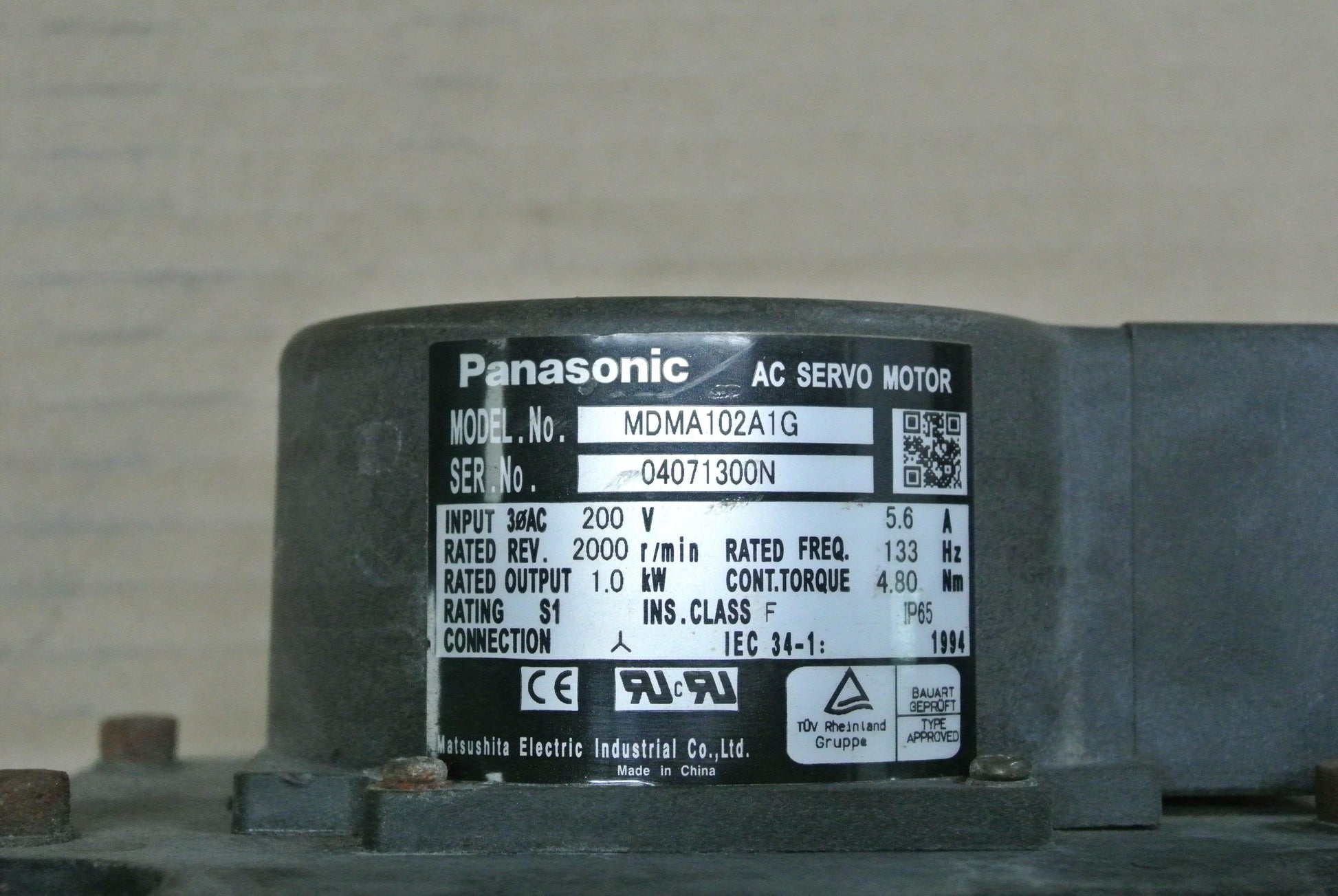 Panasonic MDMA102A1G AC Servo Motor 1.0kW - Pulingma Automation
